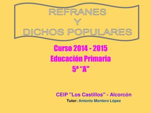Refranes Y Dichos Populares 5º A