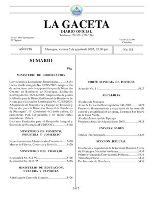 Gaceta 151 agosto 2005