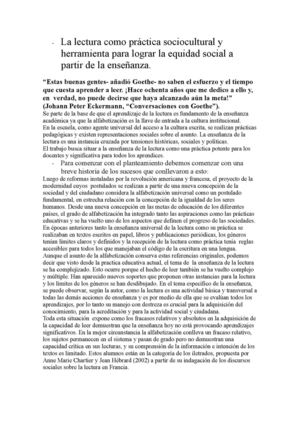 La Lectura Como Práctica Sociocultural