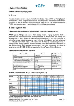 System Specification Pvc U Metric