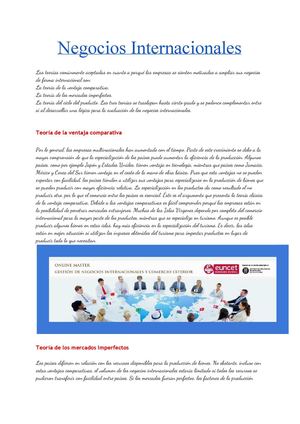 Teorías de Negocios Internacionales