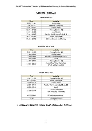 The 15th International Congress Of The International Society For Ethnopharmacology