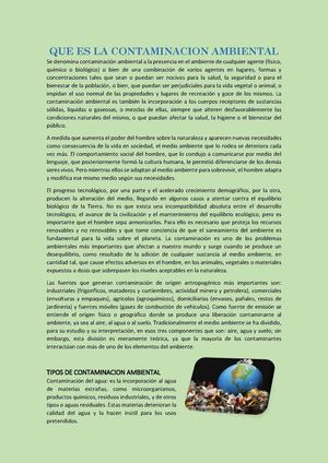 Que Es La Contaminacion Ambiental