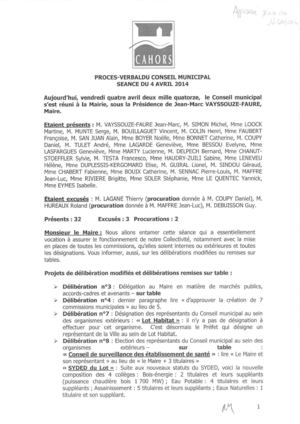 Procès verbal du  04 04 2014