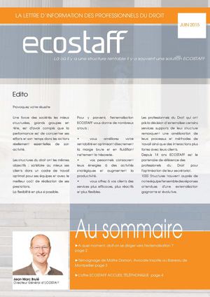 La Lettre D'information Des Professionnels Du Droit ECOSTAFF Juin 2015