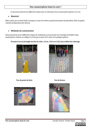 Realisation d'une anamorphose dans la cour