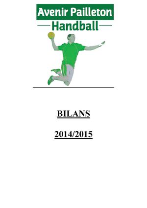 Bilan 2014/2015 - Avenir Pailleton - Club de Handball