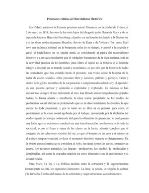 Comparacion Critica Al Materialismo Historico De Marx