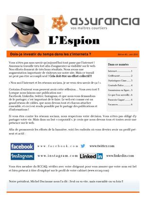 L'Espion, Edition Juin 2015