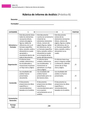 Hoja 1l Rubrica De Informe De Analisis (Practica B)