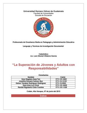 Superación de Jovenes y Adultos con Responsabilidad