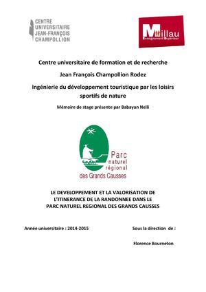 Le développement et la valorisation de l'itinérance de la randonnées dans le Parc naturel régional des Grands Causses