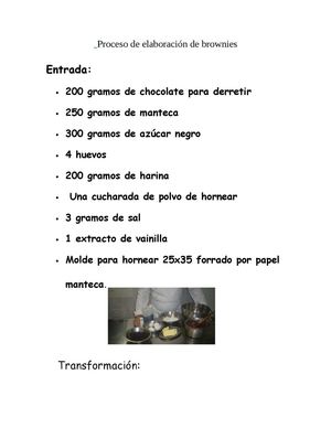 Proceso de elaboración de un brownie