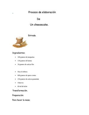 Proceso De Elaboración De Un Cheesecake Morales