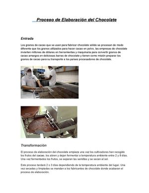 Proceso De Elaboración Del Chocolate