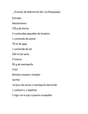 Proceso De Elaboración De Los Panqueques
