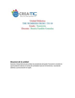 UNIDAD DIDÁCTICA:  THE NUMBERS