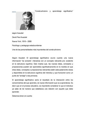 Constructivismo Y Aprendizaje Significativo