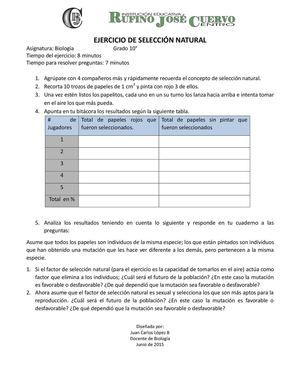 Ejercicio De Selección Natural