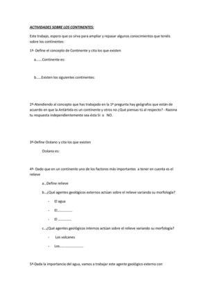 Actividades Sobre Los Continentes