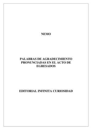 Palabras de agradecimiento pronunciadas en el acto de egresados