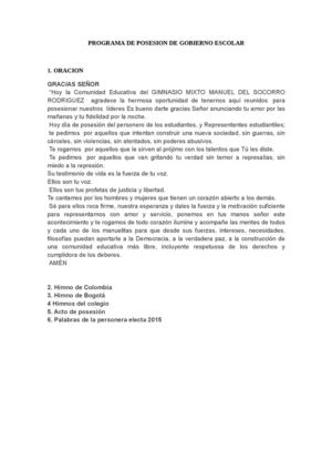 Programa De Posesion De Gobierno Escolar