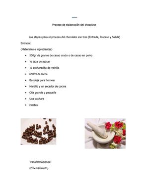 Proceso De Elaboración Del Chocolate Araya