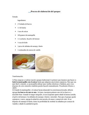 Proceso De Elaboración Del Queque