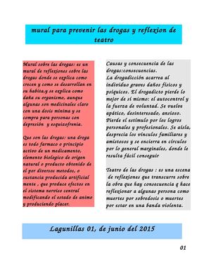 mural para prevenir las drogas y reflexion del teatro