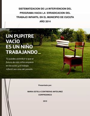 SISTEMATIZACION DE LA INTERVENCION DEL PROGRAMA HACIA LA ERRADICACION DEL TRABAJO INFANTIL