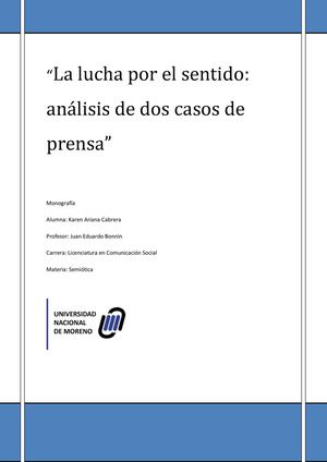 La Lucha Por El Sentido, Análisis De Dos Casos De Prensa