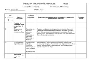 КТП 5 класс Меркин Г С ФГОС 2