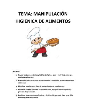Tematica de la capacitación a manipuladores de alimentos