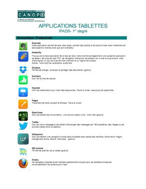 Applications Tablettes Ipad 1er degré