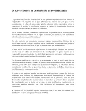 La Justificación De Un Proyecto De Investigación