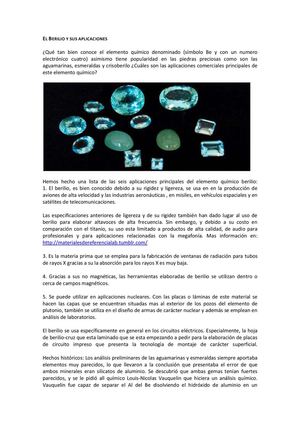 El Berilio Y Sus Aplicaciones