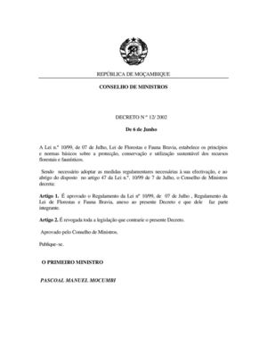 Lei De Florestas E Fauna Bravia