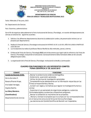 Comisiones Feria Cientifica 2015