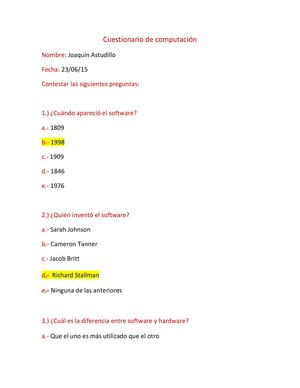 Cuestionario De Computación