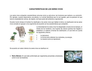 Características de los Seres Vivos