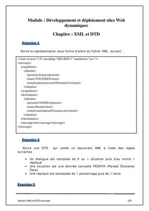 Ateliers Xml Et Dtd Enoncé