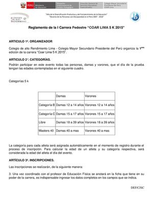 I Carrera Coar Lima 2015