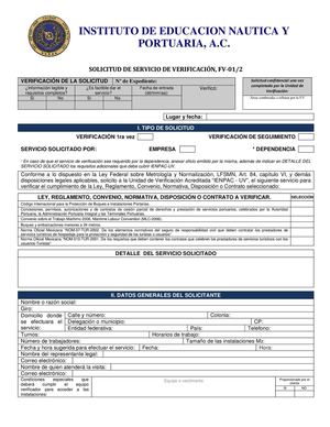 FV-01, Solicitud de servicio de verificación