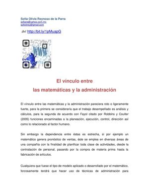 Vínculo Entre Matemáticas Y Administración