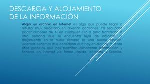 Descarga Y Alojamiento De La Información