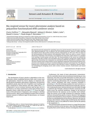 Bio Inspired Sensor For Insect Pheromone Analysis Based On Polyaniline Functionalized AFM Cantilever Sensors (Sensors And Actuators B).