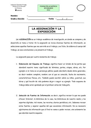 La Asignación Y La Exposición