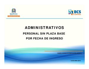 Listado Personal Administrativo sin  plaza junio 15 de 2015