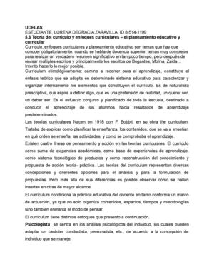 5 6 Teoría Del Currículo Y Los Enfoques Curriculares El Planeamiento Educativo Y Curricular Lorena Degracia Id 8 514 1199