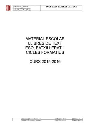 Material I Llibres 2015 2016